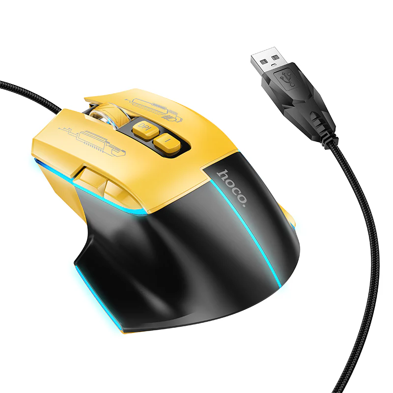 Souris Gaming Hoco avec fil GM31 – Jaune/ Noir