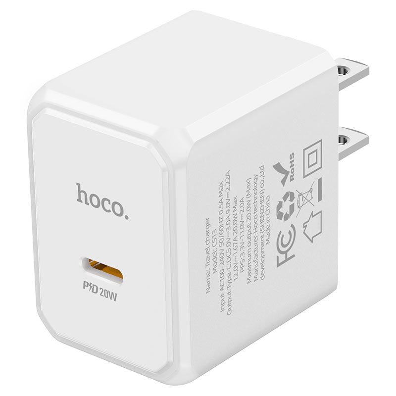 Chargeur USB-C Port PD20W CS13 – Blanc